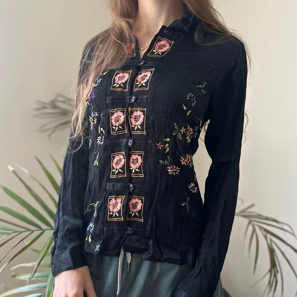 Vintage Na-Ta-Ya Embroidered Floral Button Down Shirt - Picture 1 of 8